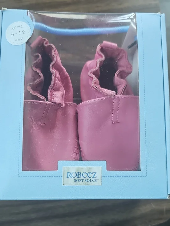 Robeez Baby Moccasins Rose Pink Soft Soles Leather 6 - 12 Months Shoes