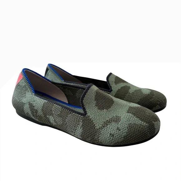Rothys Kids Loafers Green Camo Knit‎ Slip On Shoes Size K12 004-102