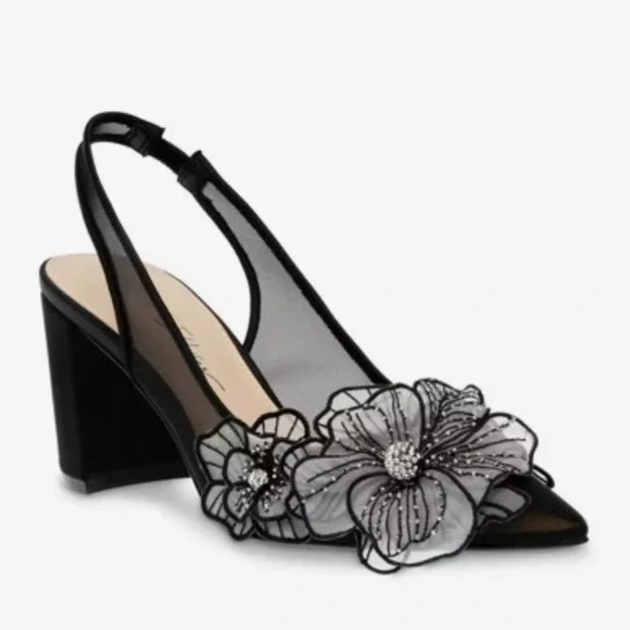 Betsey Johnson Women's Black Petra Slingback Pointed Toe Pump - Size 11M