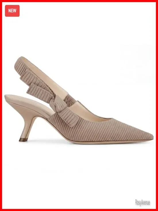 Kitten Heels Closed Pointed Toe Bowknot Knitted Slip On Pumps