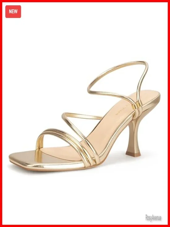 Strappy Kitten Heels Square Open Toe Sandals Party Wedding Shoes