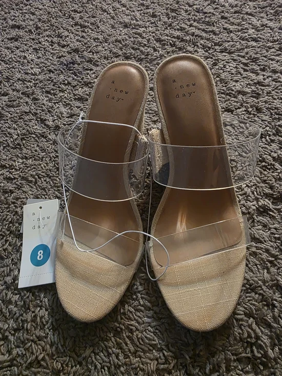 a new day Tan Clear-Strap Slide Sandals - Women's