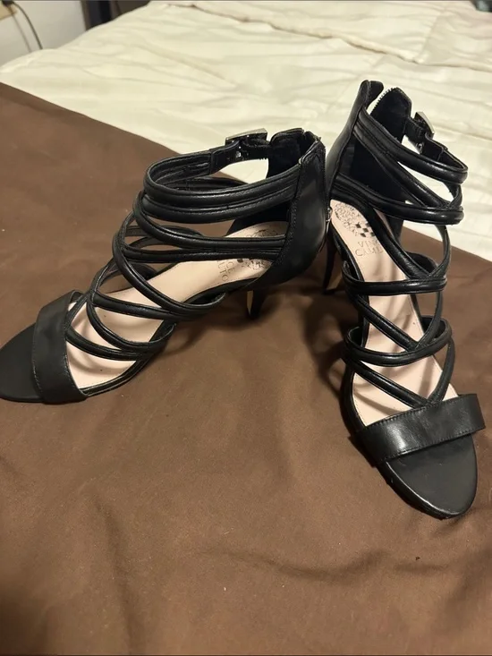 Vince Camuto Black Strappy Stiletto Sandals