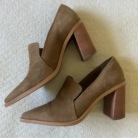 Vince Camuto Wevenly Suede Stacked Heel Pumps