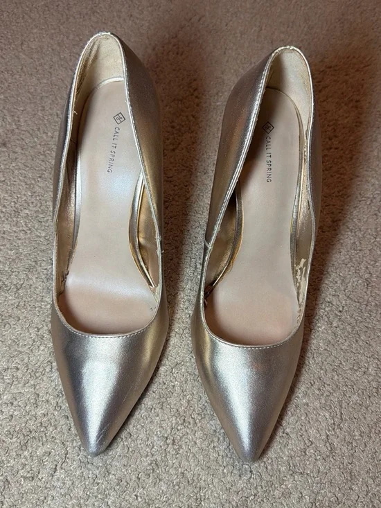 Call It Spring Metallic Gold Pointed-Toe Pumps