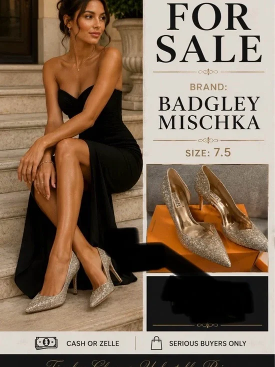 Badgley Mischka Sparkle Pointed-Toe Pumps - Glitter Gold