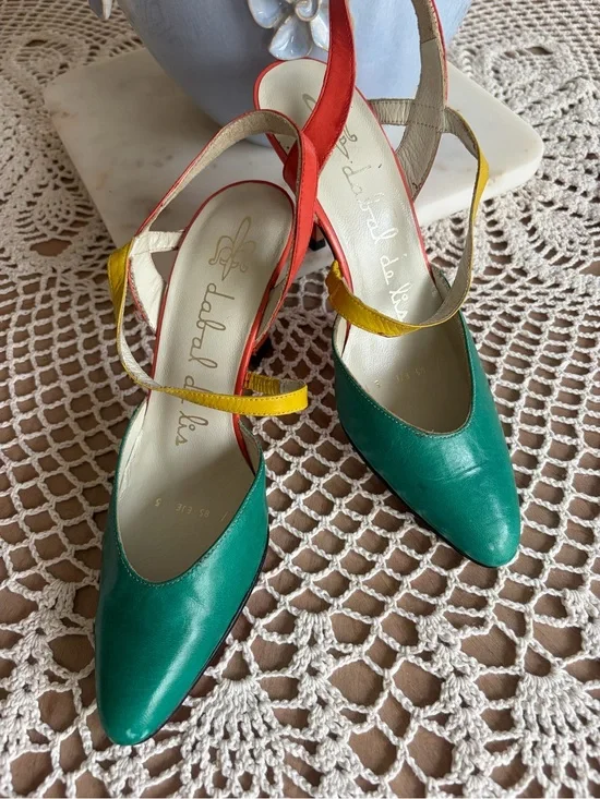 ✨Vintage dabal de lis Leather Slingback Pumps
