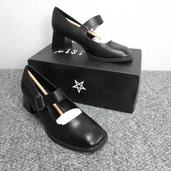 Disturbia Shoes Womens Size 8 Black Hina Floral Buckle Mary Jane FW1631 NWB