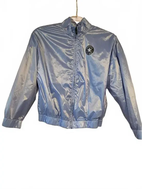 Converse Girls Blue Light Shiny Bomber Jacket L Streetwear