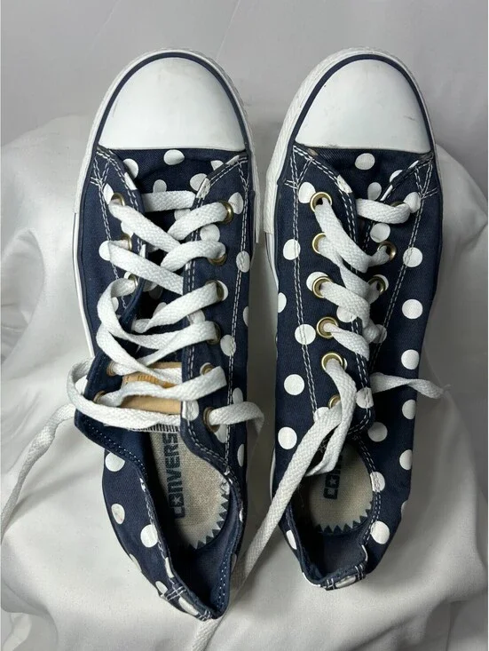 Converse Sneakers All Star Womens Blue Polka Dot Shoes US Womens Size 8