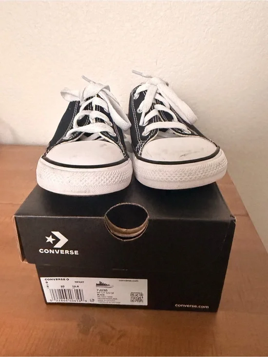 Converse Kids Black and White Low-Top Canvas Sneakers