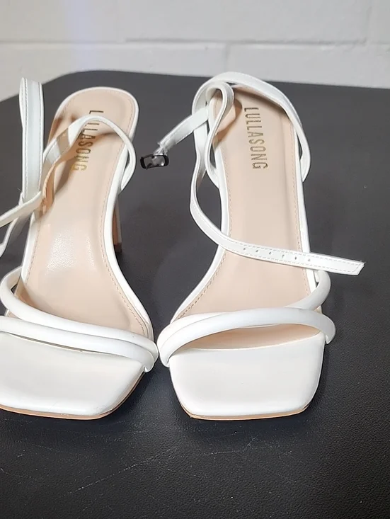Lulusong White Strappy Square-Toe Heels