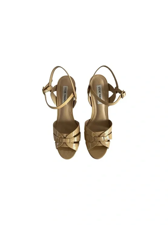 Steve Madden Beige Strappy Patent Leather Heels