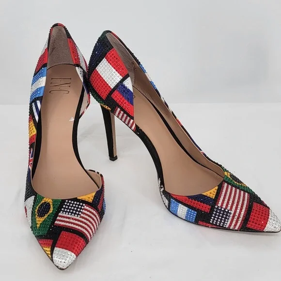 INC International Concepts Womens Flag Rhinestone D'Orsay Pumps Multi-Color 9M