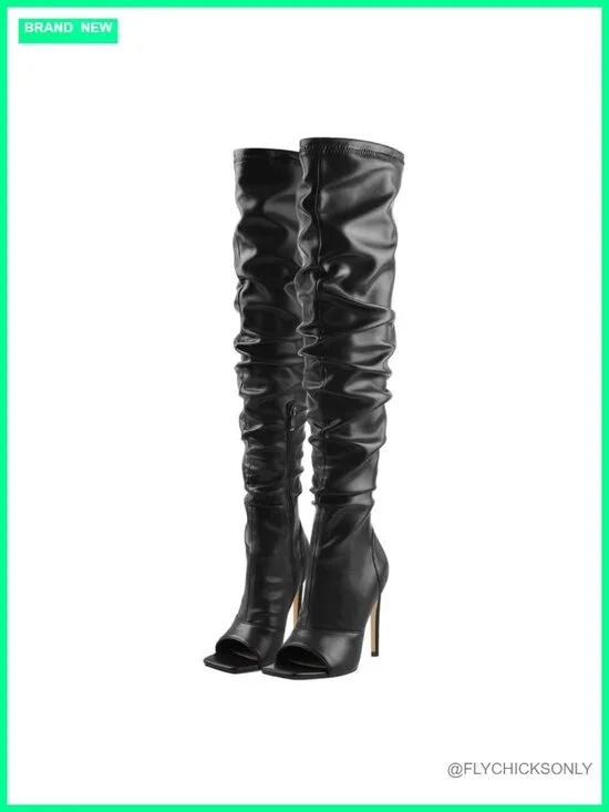 Women's Stiletto Heel Rhinestone Over the Knee Boots
