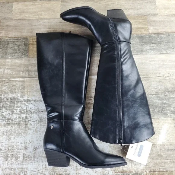 Lifestride Reese Womens Wide Calf Knee High Boots Sz 9 M Black Western‎