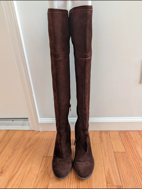 Franco Sarto L'Eckhart Java Leather Over-the-Knee Boots | Brown Suede 9.5