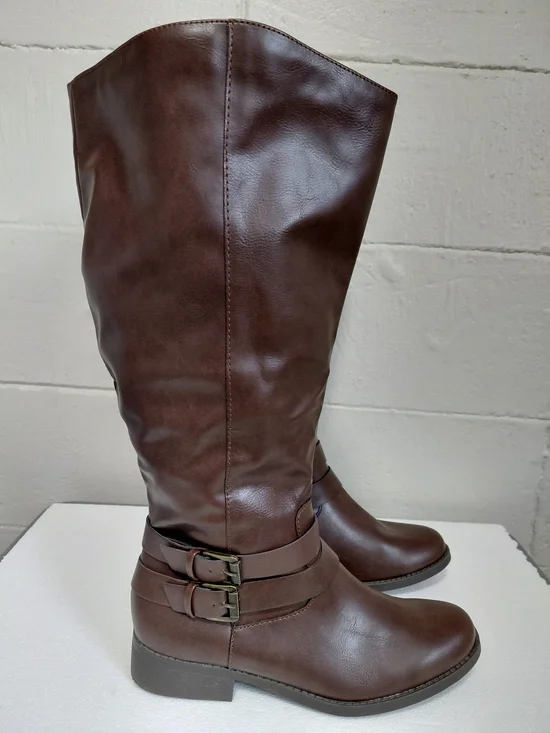 Style & Co. Brown Over-the-Knee Double Buckle Boots