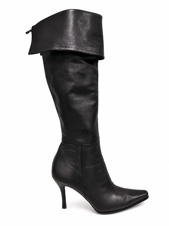 Stuart Weitzman Black Over-the-Knee Pointed-Toe Stiletto Boots
