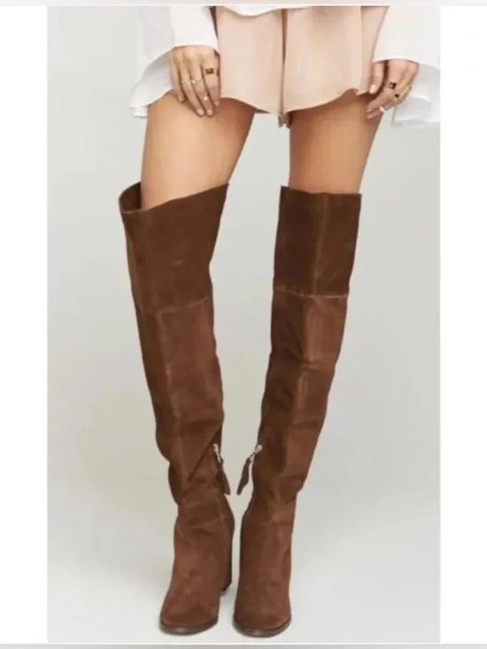 Steve Madden Novels Over-the-Knee Block Heel Boots in Brown