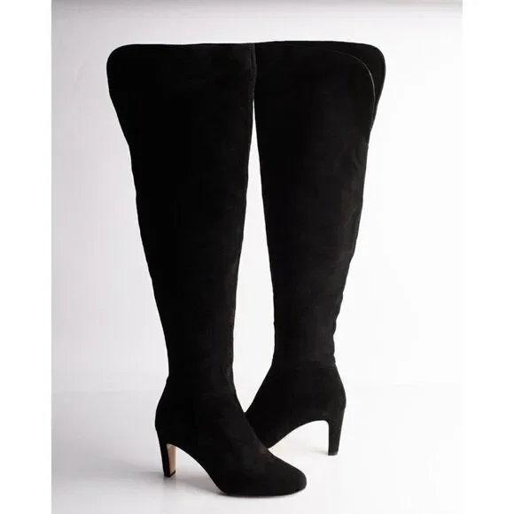 L'AGENCE Womens Black Suede Over the knee Boots EU 36 US 6 Low Heel New in Box