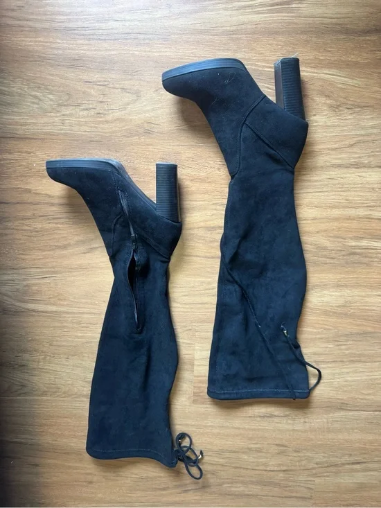 Women’s Black Over-the-Knee Suede Block Heel Boots
