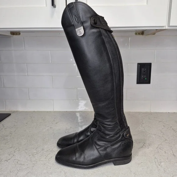 Tucci Tall Riding Boots Equestrian Leather 37 XE Black