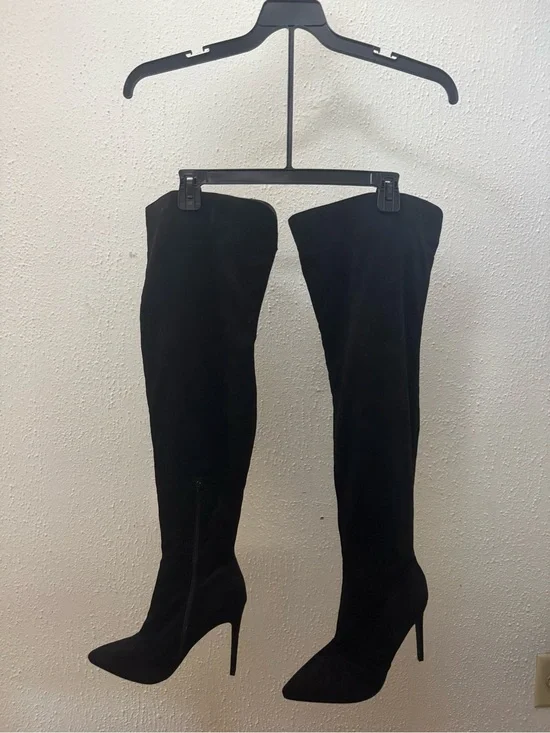 Black Over-the-Knee Stiletto Boots - Elegant Women’s Fashion