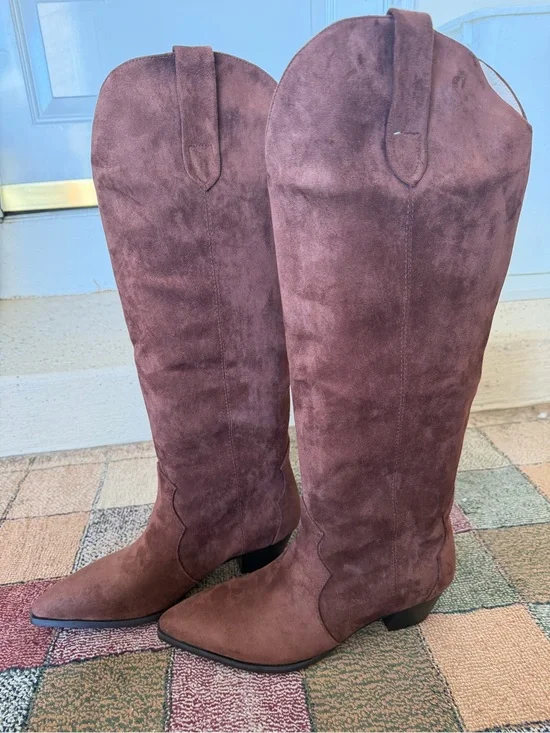 Women's Tall Suede Western Knee-High Boots - Mauve