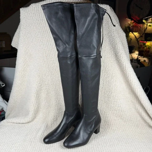 Stuart Weitzman Genna 60 City Boot Black Leather Size 8 B Orig-$895 NWOB