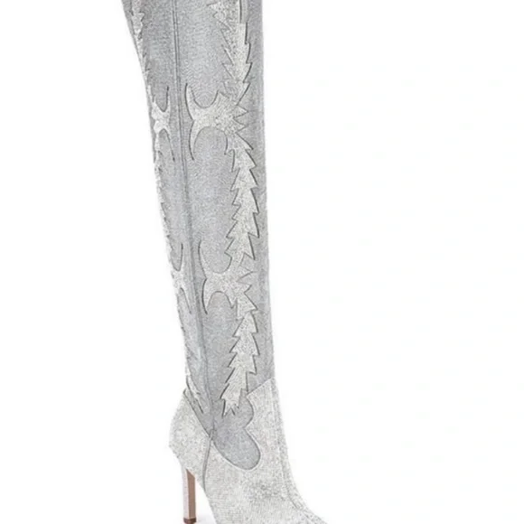 Gianni Bini Katyanna Silver Over-the-Knee Stiletto Boot