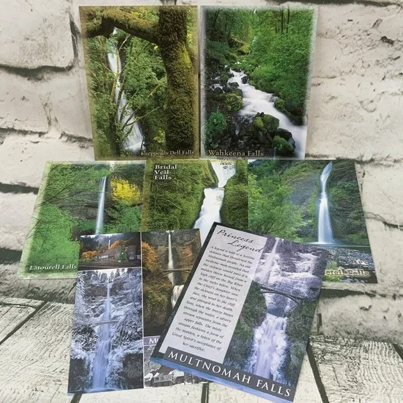 Vintage Postcard Lot Of 7 Oregon Waterfalls The Gorge Multnomah Latourell Bridal