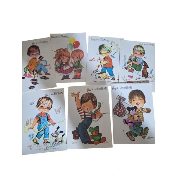 7 Vintage Gina Spanish Birthday Invitations Ven a mi Fiestecita Mid Century‎ Mx