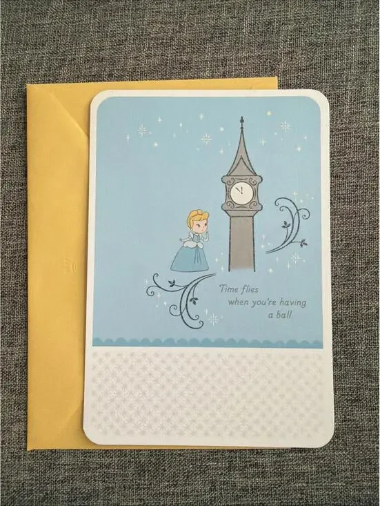 Hallmark Disney Belated Birthday Greeting Cinderella Time Flies When You” New