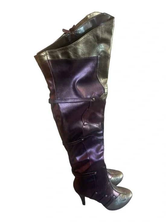 Wonder Woman Costume Boots 9 Burgundy Purple Gold Thigh High Cosplay Heel