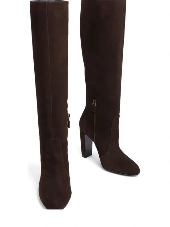 Stuart Weitzman Tall Suede Over-the-Knee Dark Brown Vida 100 Knee High Boot EU41