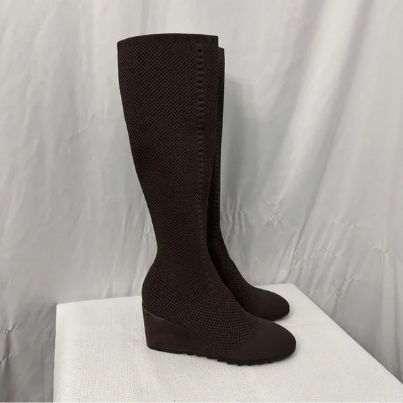 Eileen Fisher Kasana Knit Knee High Wedge Boots Women's 9