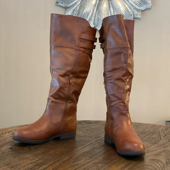 Journee Collection Brown Over the Knee Boots