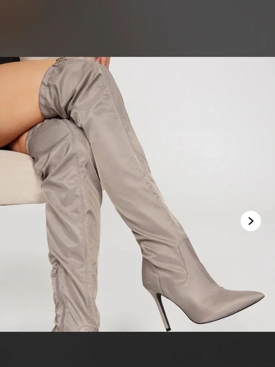 Fashion Nova Taupe Over-the-Knee Pointed Stiletto Boots
