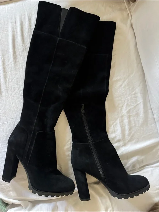 Aldo Black Suede Over-the-Knee Platform Boots