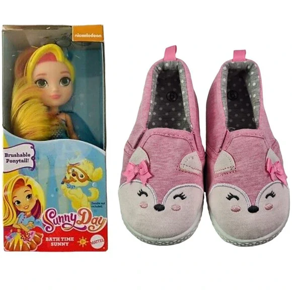Set Pink kitten shoes for girl size 6 (14cm)‎ and Sunny Day doll (Blair)