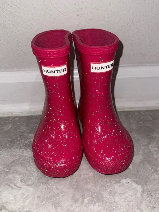 Hunter Kids Hot Pink Glitter Rain Boots 5c