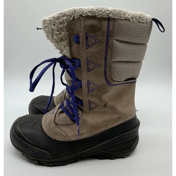 The North Face Shellista Lace II Boot Atmosphere Grey Blue Iris Girl's Sz 5 Snow