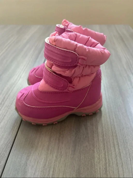Toddler L.L. Bean Pink Insulated winter Snow Boots Straps size 6