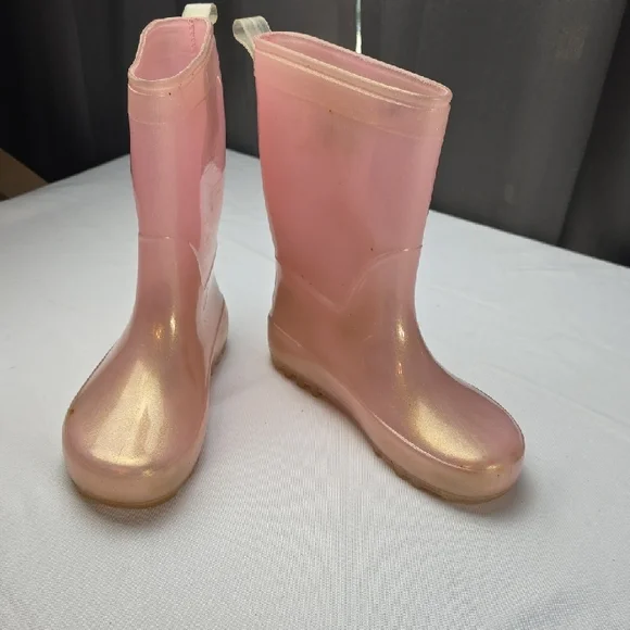 Children's Rain Boots Shimmery Pink NO LINING Target Sz‎ 12 GUC READ