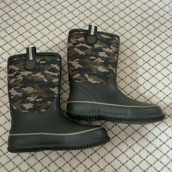 Lands' End Kids' Camo Rain & Snow Boots - Olive Green and Brown