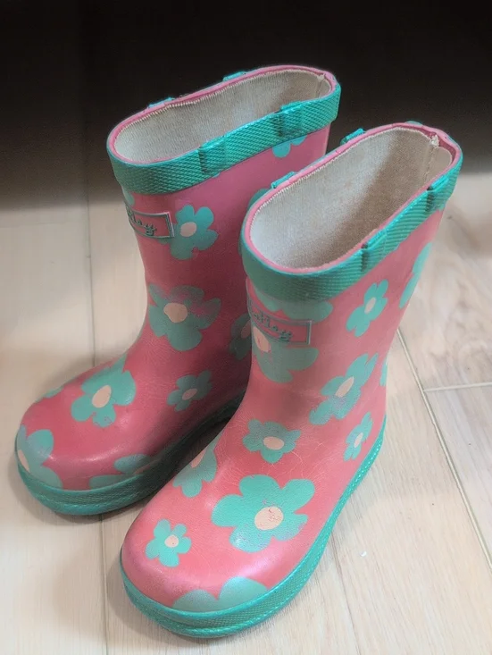Hatley Kids Size 5 Floral Rain Boots - Pink & Teal