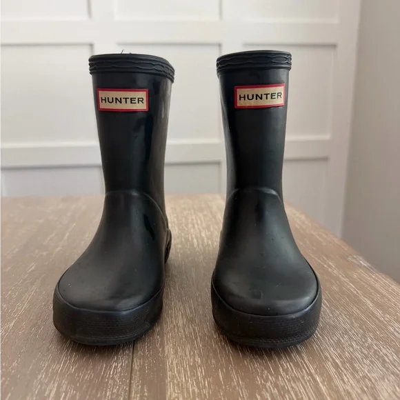 Hunter Kids Matte Black Logo Rain Boots