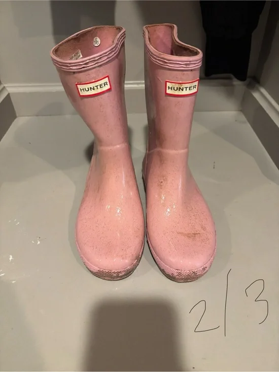 Hunter Pink Youth Waterproof Rain Boots