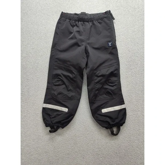 Polarn O Pyret Kid Snow Pant 5 Black Waterproof Elastic Waist Pull On Trouser